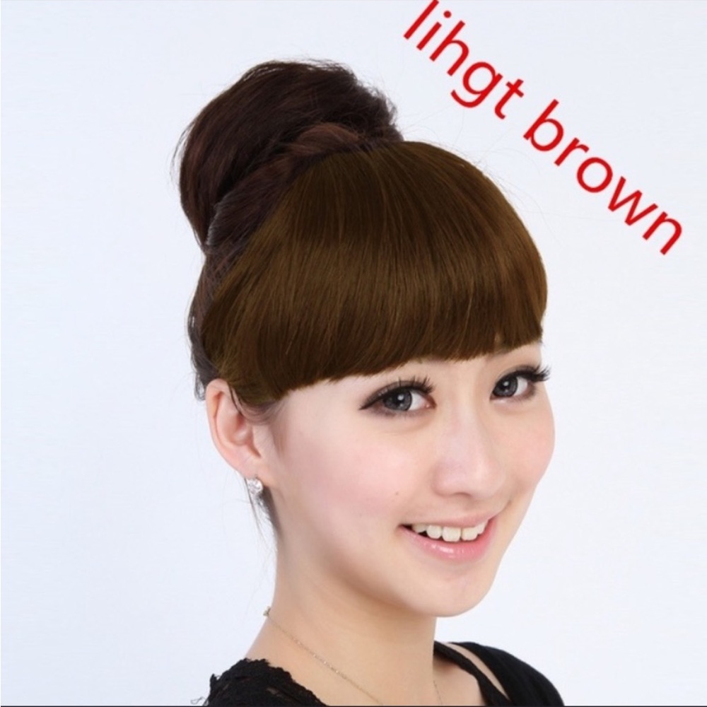 MERMAIDMERCHANT BOUTIQUE Clip on Bangs Hair Piece Extension Light Brown